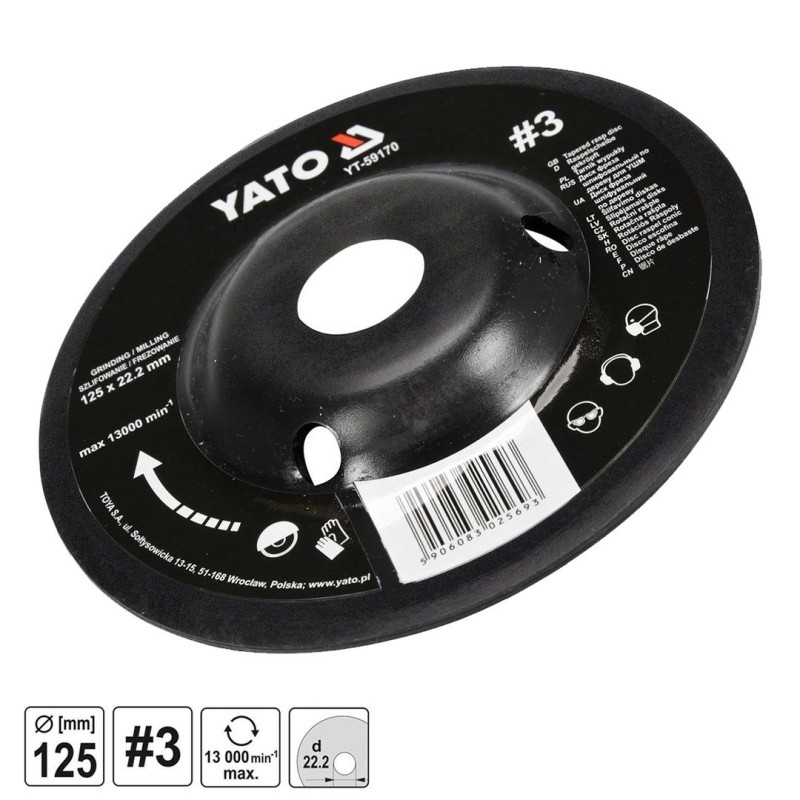 Tarnik wypukły 125mm NR3 do drewna YATO YT-59170