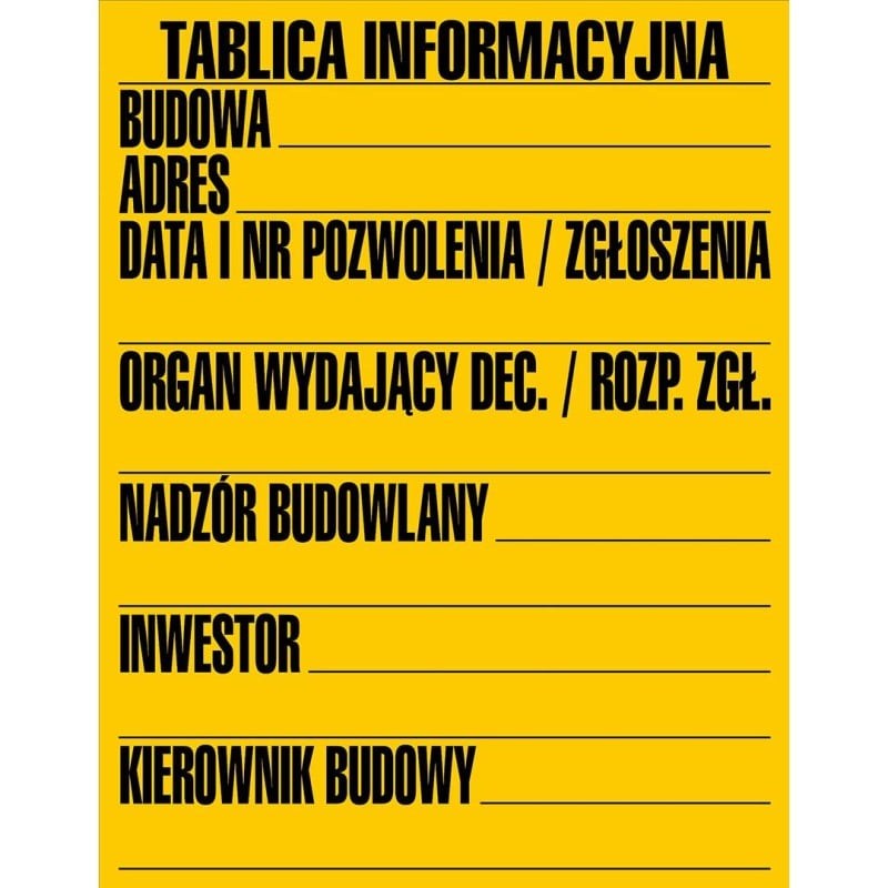 Tablica informacyjna budowlana 70x90cm PCV duża rozpoczęcie budowy