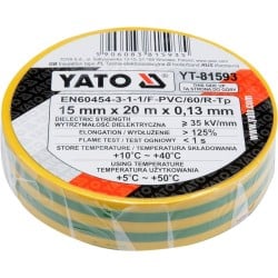Taśma izolacyjna 15mm x 20mb ŻÓŁ-ZIEL