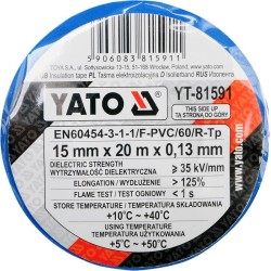 Taśma izolacyjna 15mm x 20mb NIEBIESKA