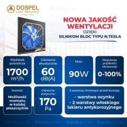 Wentylator przemysłowy osiowy DOSPEL 007-9208 WOKS 300 BLUE nawiewny TESLA-BLDC 300mm 90W 1700m3/h