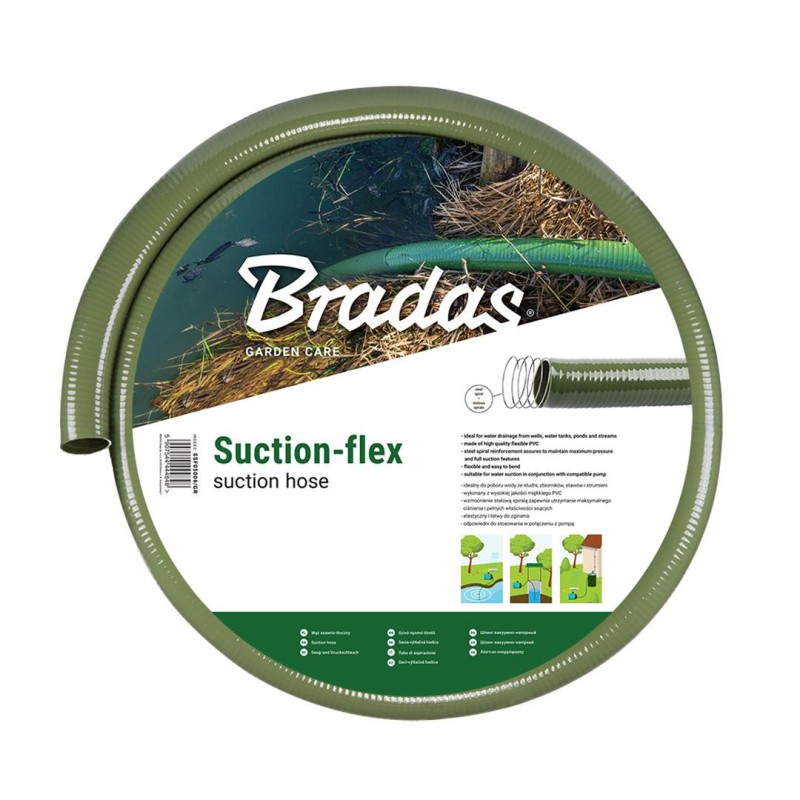 Wąż ssawno-tłoczny Bradas SSF03806/GR 38mm x 6m PVC spirala stalowa zielony