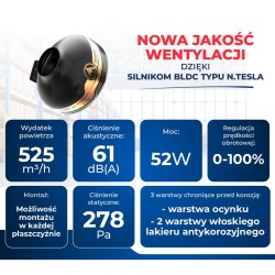 Wentylator kanałowy DOSPEL 007-9249 WK 150mm BLDC Ø150 mm 525 m³/h IPX4 cichy