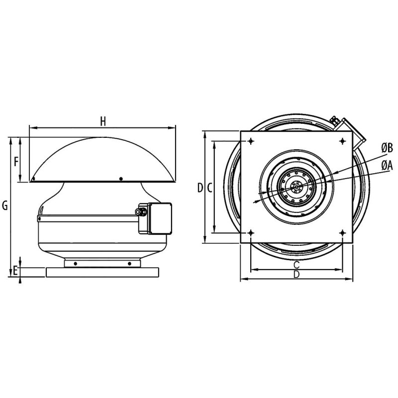 Wentylator dachowy DOSPEL 007-9261 315mm z silnikiem TESLA-BLDC WD 315, 2100 m3/h IPX4 140W