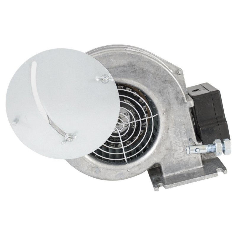 Wentylator piecowy promieniowy z klapką przysłoną MPlusM WPA117KP metalowa turbina