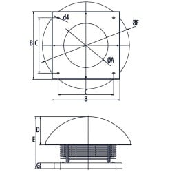 Wentylator dachowy DOSPEL 007-9265 315mm z silnikiem TESLA-BLDC WD II 315, 2350m3/h IPX4 140W