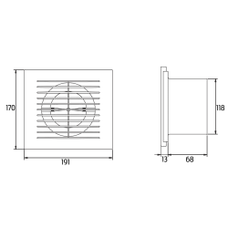 Wentylator łazienkowy DOSPEL 007-1555 LOOK 120 S Ø120mm, 150m³/h, 17W, 46dB, aluminiowy