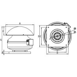 Wentylator dachowy DOSPEL 007-9259 200mm z silnikiem TESLA-BLDC WD 200, 1300m3/h IPX4 80W