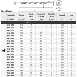 Wkręt ciesielski z łbem talerzowym 8x360mm (50)