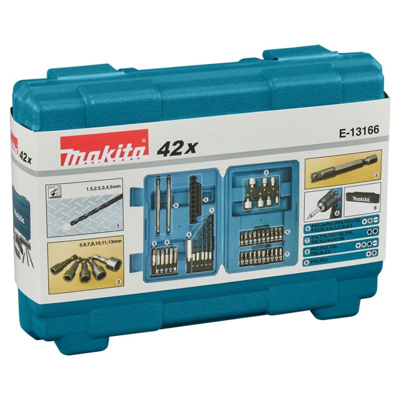Zestaw bitów wierteł nasadek 42 cz. Makita E-13166