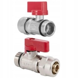 Zawór kulowy MINI z dławikiem ze złączką Pex GZ 1/2’’ 16 czerwony