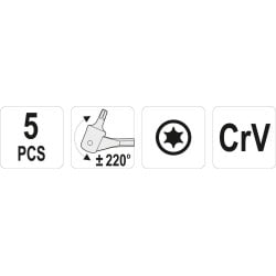 Zestaw kluczy YATO TR-05320 TORX z przegubem 5szt
