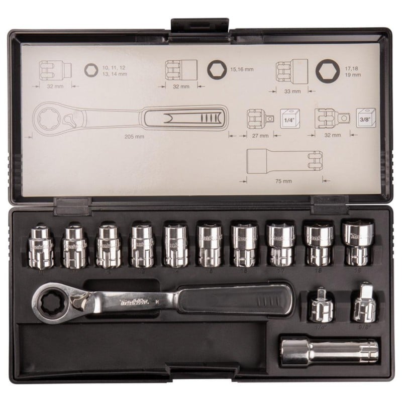 Zestaw nasadek przelotowych z grzechotką 14 el. Makita B-65595