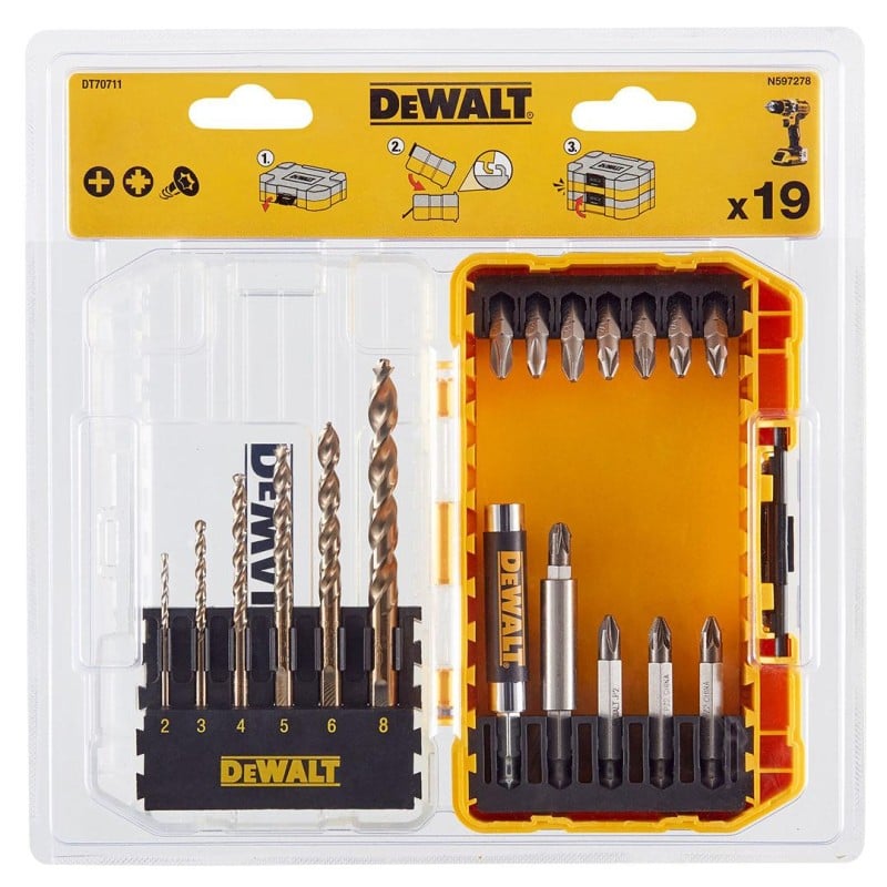 Zestaw bitów 1/4 i wierteł do metalu DeWALT DT70711-QZ EXTREME kasetka 19 cz.