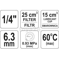 Zespół filtrujący reduktor+ smarownica 1/4'' 25cm3