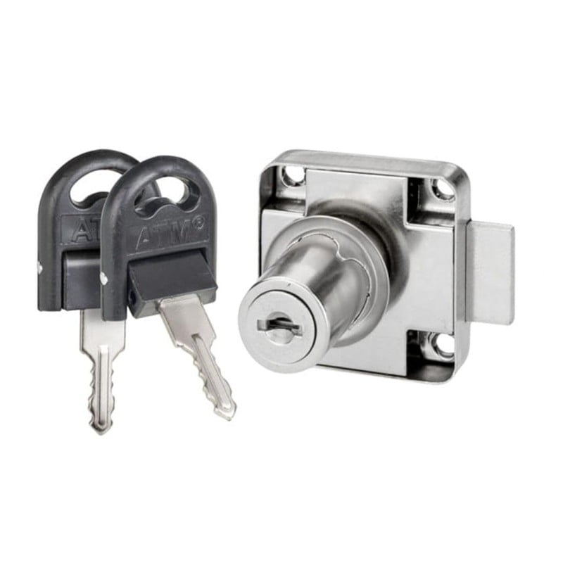 Zamek meblowy kwadrat bębenkowy ZB-139 Ø19x22mm 2x klucze łamane
