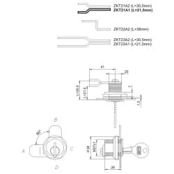 Zamek kasetkowy bębenkowy Lob ZKT21-28-02-A1 fi 27x26mm duży