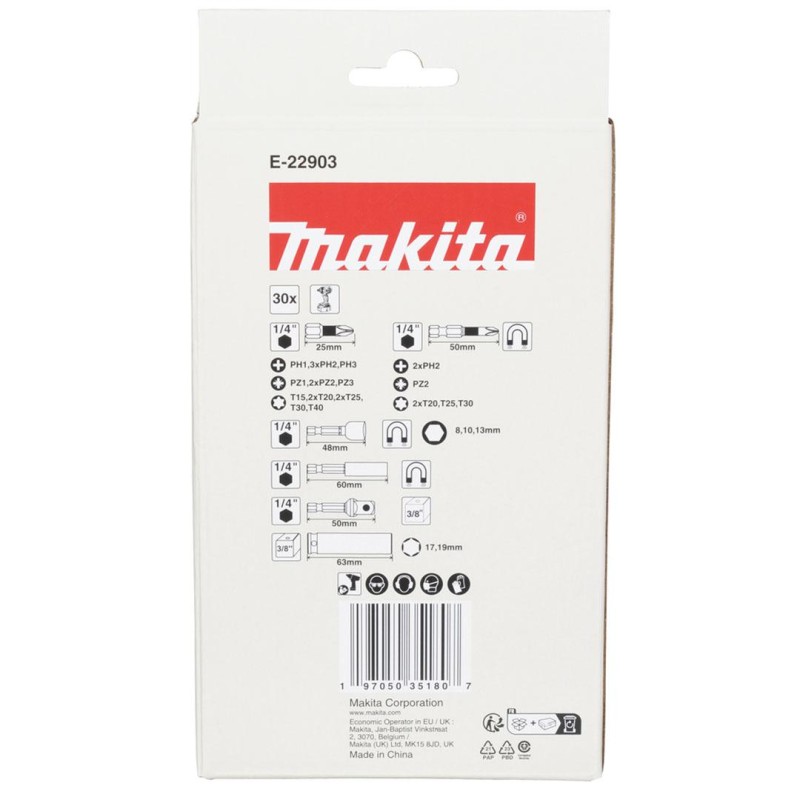 Zestaw bitów i nasadek Makita E-22903 Impact Black 30 szt.