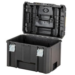 Mobilny zestaw skrzyń na kółkach DeWALT DWST83412-1: 4 walizki STAK SYSTEM oraz platforma na kółkach