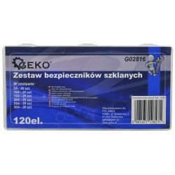 Zestaw bezpieczników szklanych 120szt GEKO G02816