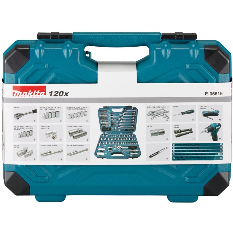 Zestaw narzędzi ręcznych 120 części Makita E-06616