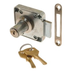 Zamek meblowy bębenkowy zasuwkowy LOB ZMB-4 nikiel ZMB4-18-03