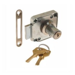 Zamek meblowy bębenkowy zasuwkowy LOB ZMB-4 nikiel ZMB4-18-03