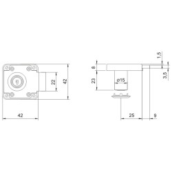 Zamek meblowy bębenkowy zasuwkowy LOB ZMB-4 nikiel ZMB4-18-03