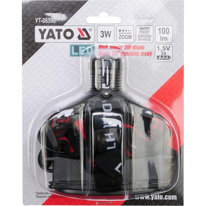 Latarka czołowa Yato YT-08590 POWER LED 3W 100 lm 100 m regulacja kąta IP20