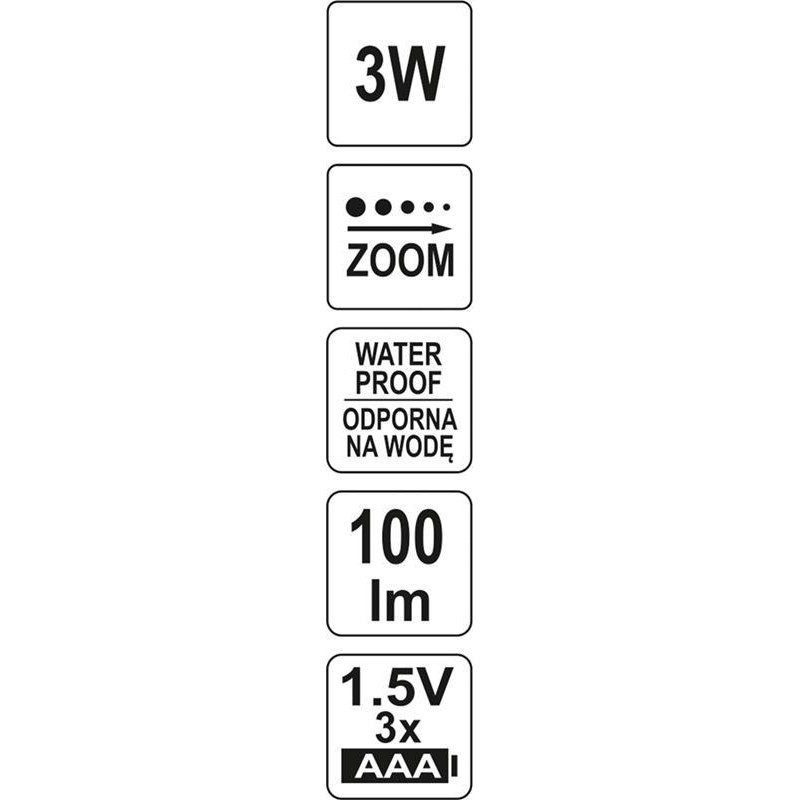 Latarka czołowa Yato YT-08590 POWER LED 3W 100 lm 100 m regulacja kąta IP20