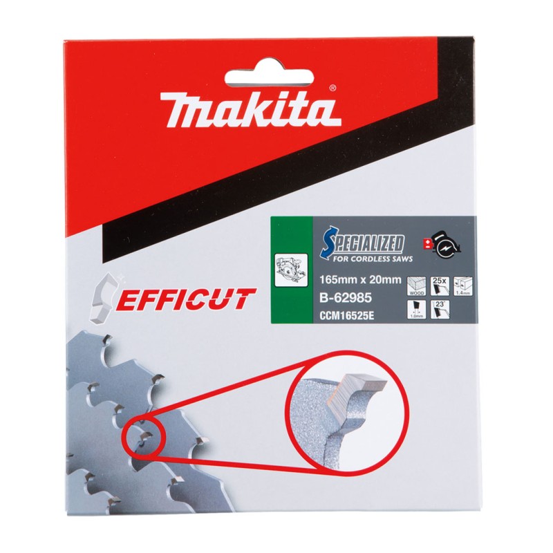 Piła tarczowa do drewna Makita B-62985 SPECIALIZED z widią EFFICUT 165x20x1,4mm 25T
