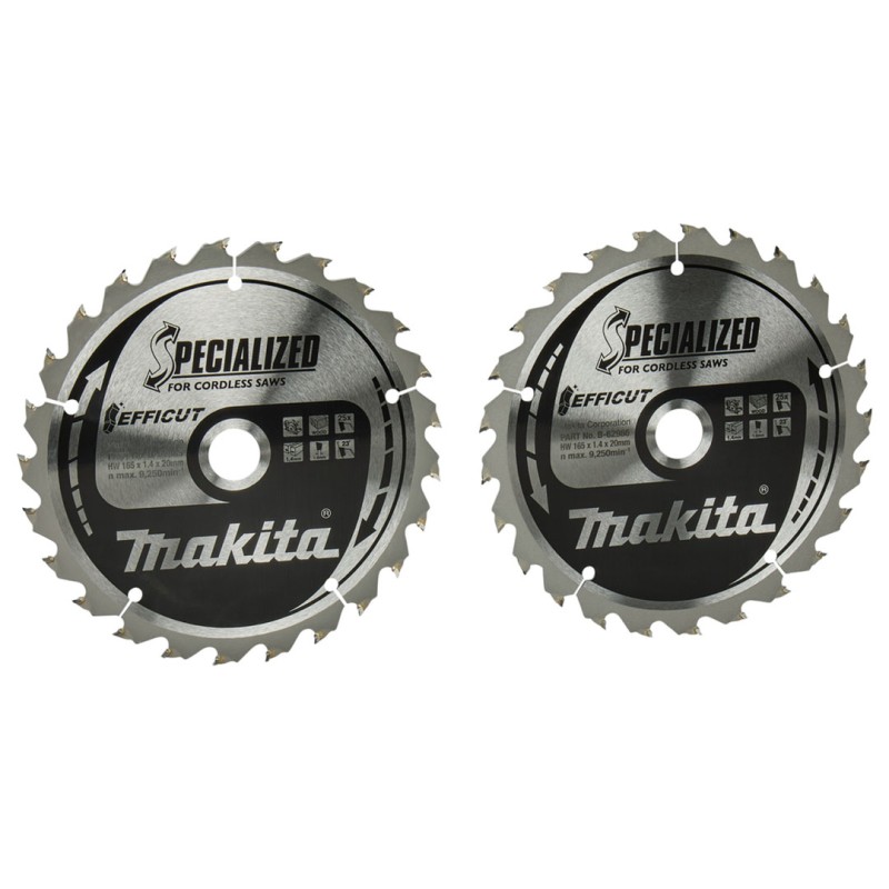 Piła tarczowa Makita B-62985-2 SPECIALIZED z widią EFFICUT 165x20x1,4mm 25T 2szt.