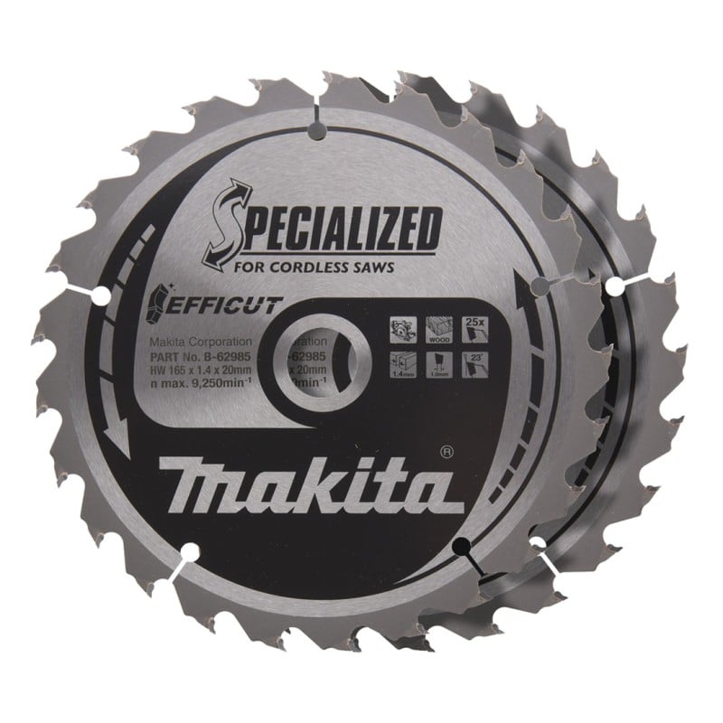 Piła tarczowa Makita B-62985-2 SPECIALIZED z widią EFFICUT 165x20x1,4mm 25T 2szt.