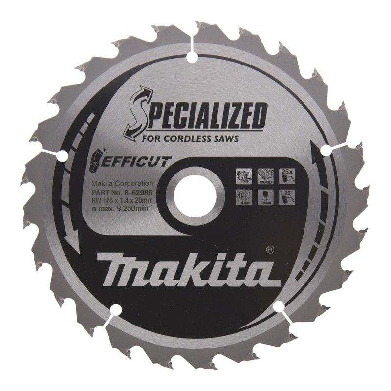 Piła tarczowa Makita B-62985-2 SPECIALIZED z widią EFFICUT 165x20x1,4mm 25T 2szt.