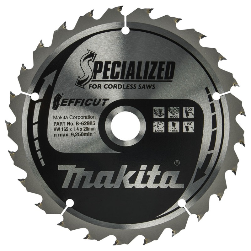 Piła tarczowa Makita B-62985-2 SPECIALIZED z widią EFFICUT 165x20x1,4mm 25T 2szt.