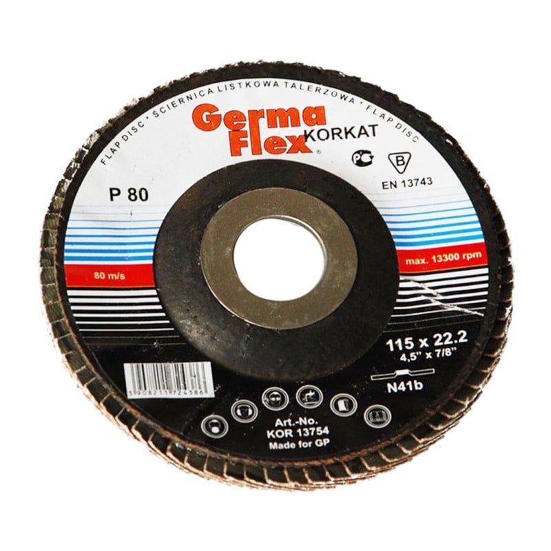 Ściernica listkowa GermaFlex KOR13754 KORKAT 115x22,2mm P80 N41b wypukła