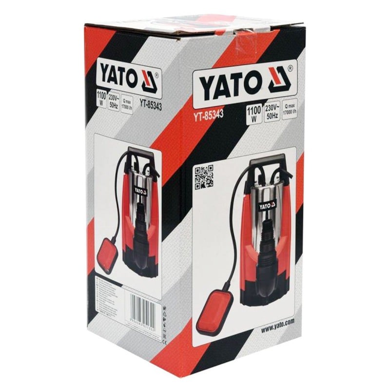 Pompa zatapialna YATO YT-85343 INOX 1100W z pływakiem monoblokowa 17000 l/h