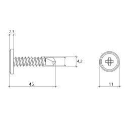 Wkręt samowiercący podkładkowy ocynk Wkręt-Met WSPC-42045 4,2x45mm 300szt.