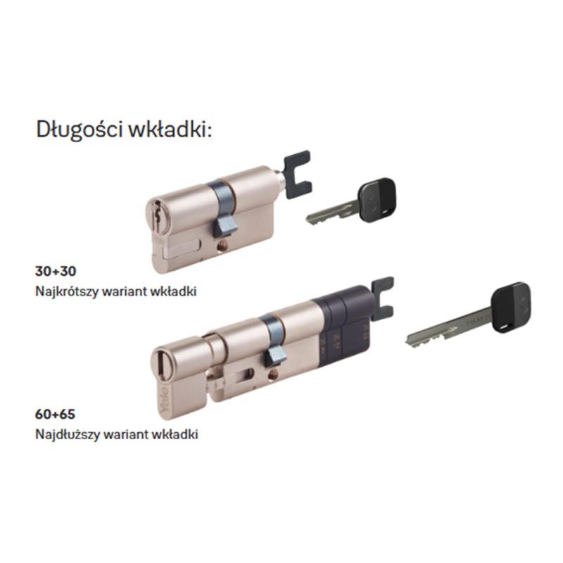Wkładka regulowana do zamka Yale LINUS Smart Lock ATEST 2klucze nikiel satynowy