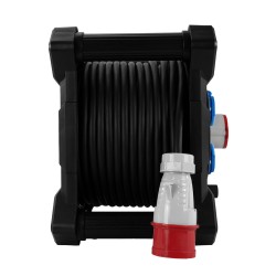 Przedłużacz bębnowy siłowy PLASTROL W-00879 HAND 25m IP44 3gniazda 5x2,5mm kwadratowy czarny