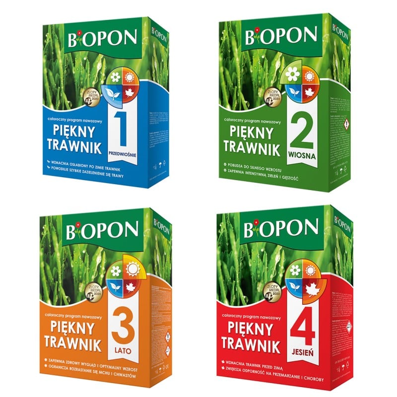 Nawóz mineralny granulowany Piękny Trawnik BIOPON CAŁOROCZNY 4x2kg