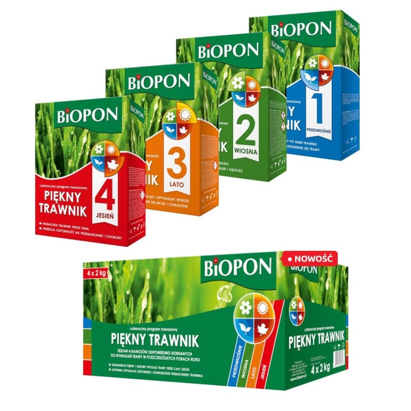 Nawóz mineralny granulowany Piękny Trawnik BIOPON CAŁOROCZNY 4x2kg