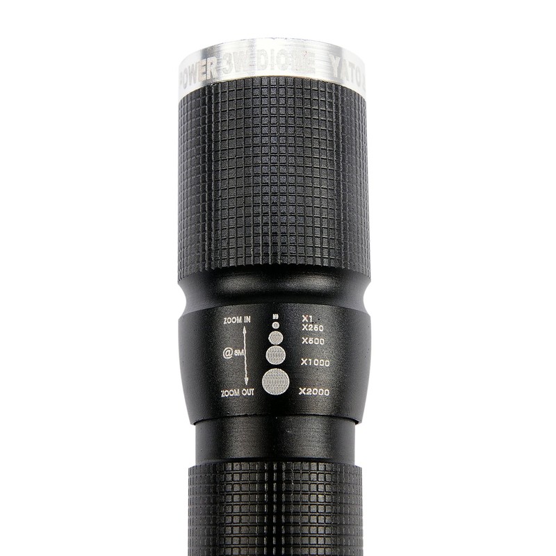 Latarka LED Yato 3W 100lm IP64 Zoom 200m AA aluminiowa