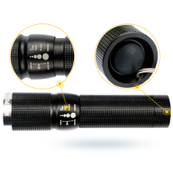 Latarka LED Yato 3W 100lm IP64 Zoom 200m AA aluminiowa