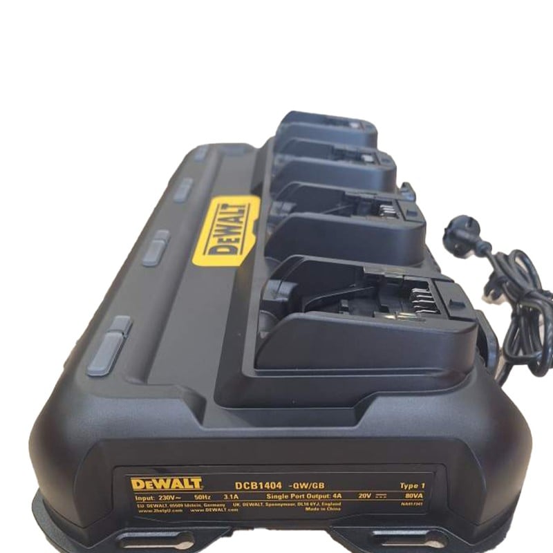 Wieloportowa ładowarka DeWALT DCB1404-QW 4A 230V 4Amp, wskaźnik naładowania