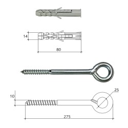 Kołek z hakiem oczkowym do mocowania rusztowań Wkręt-Met HOX14230 14x275mm 20szt.