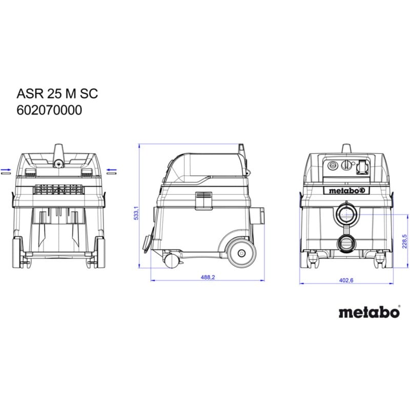 Odkurzacz przemysłowy Metabo 602024000 ASR25 L SC 1400W 25l sucho/mokro