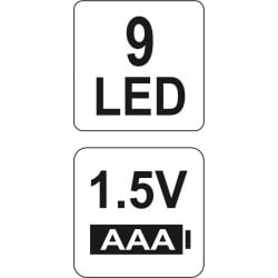 Latarka LED Yato YT-08570 9 LED aluminium 85x25 mm 3xAAA