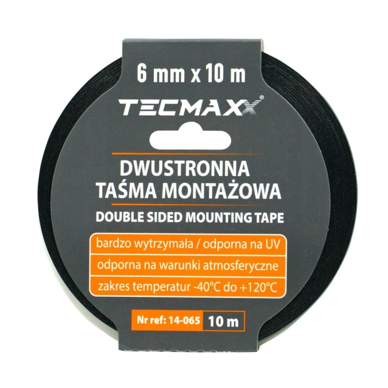 Taśma montażowa dwustronna TECMAXX 14-065 PE czarna 6mmx10m UV 120°C