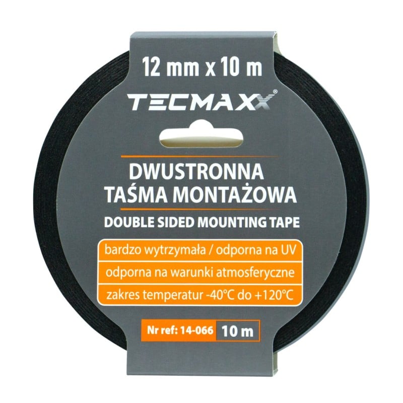 Taśma montażowa dwustronna TECMAXX 14-066 PE czarna 12mmx10m 120°C